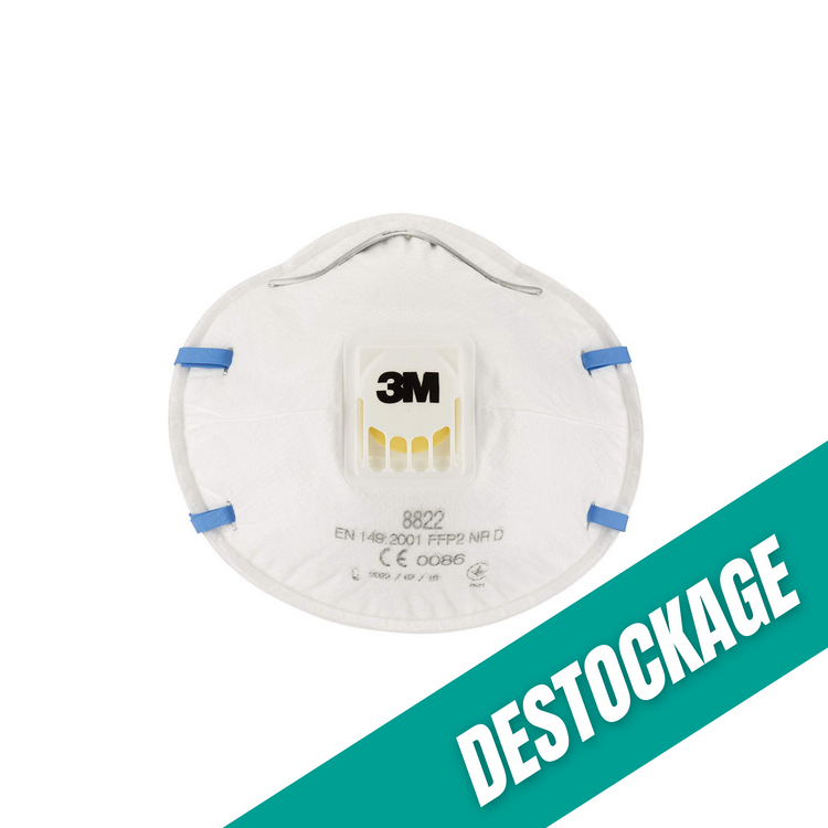 Lot de 3 masques respiratoires filtrant coque avec soupape contre les particules irritantes - 3M 8822 // Destockage 3M