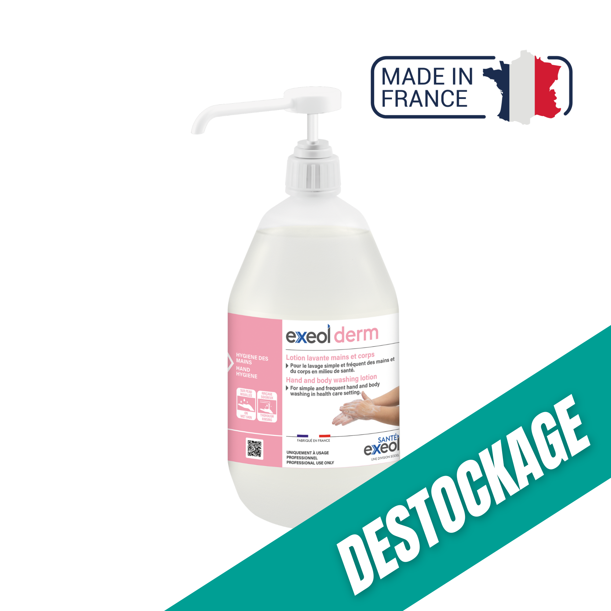 Lotion lavante mains et corps - Exeol derm - Sodel // Destockage Exeol