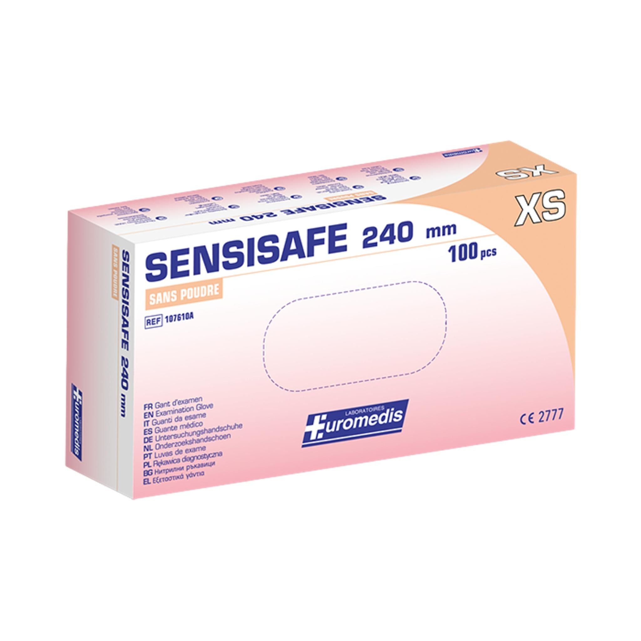 Gants d'examen SENSISAFE - Sans latex - Sans poudre - Hypoallergénique  - Boite de 100