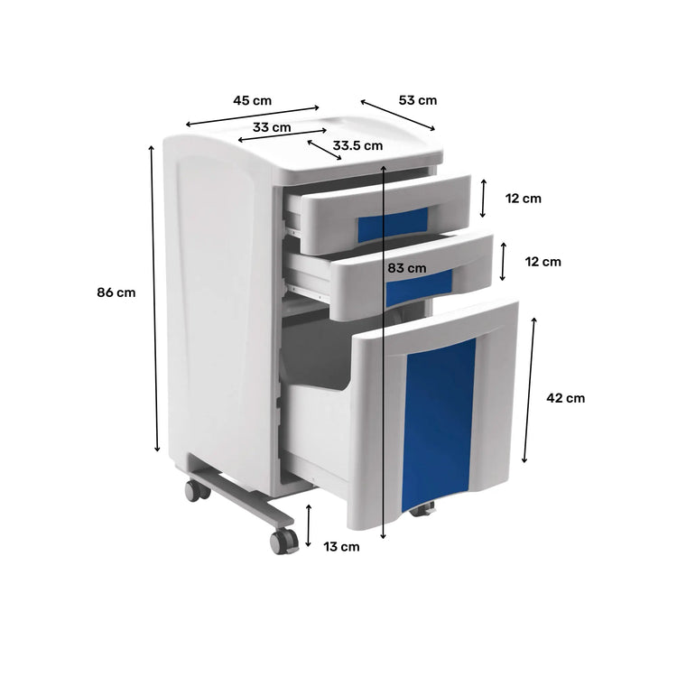 Meuble compact en polyéthylène 2 ou 3 tiroirs - CARINA MEDICAL - My Podologie