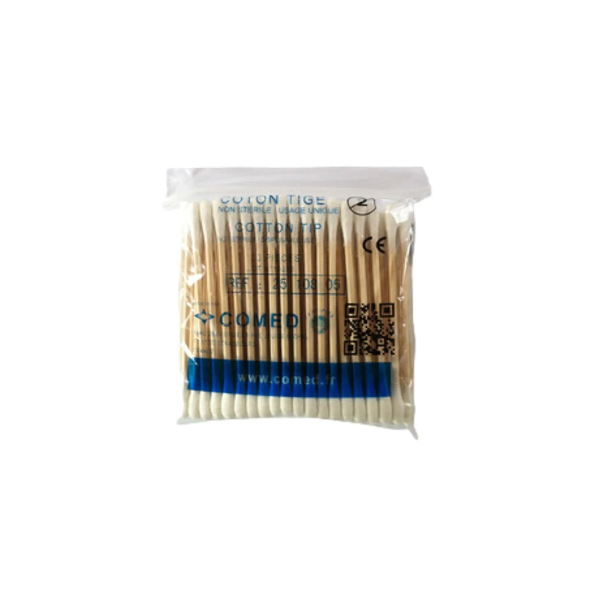 Bag of 100 wooden cotton swabs