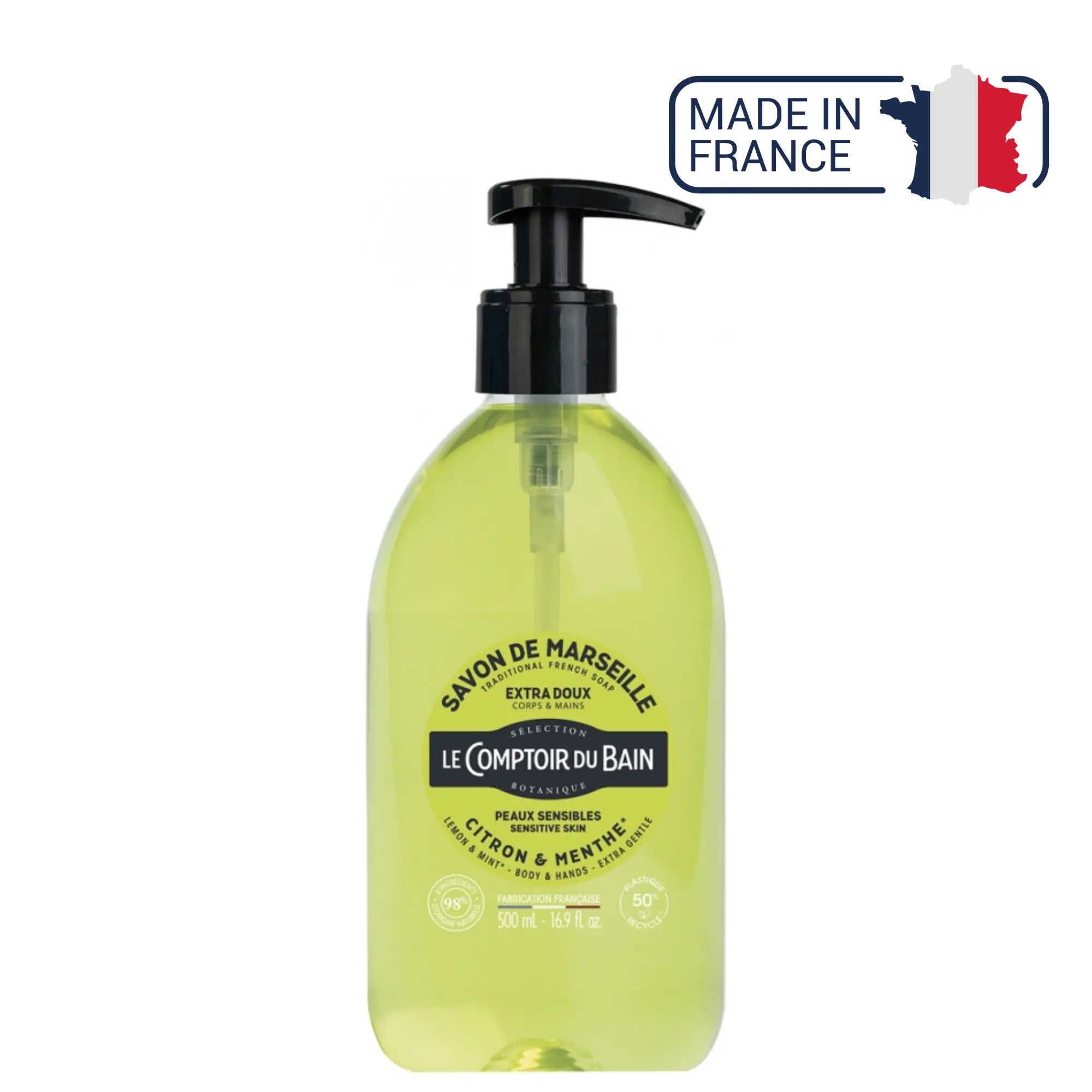 Lemon Mint Liquid Marseille Soap - 500ml - Le Comptoir du Bain