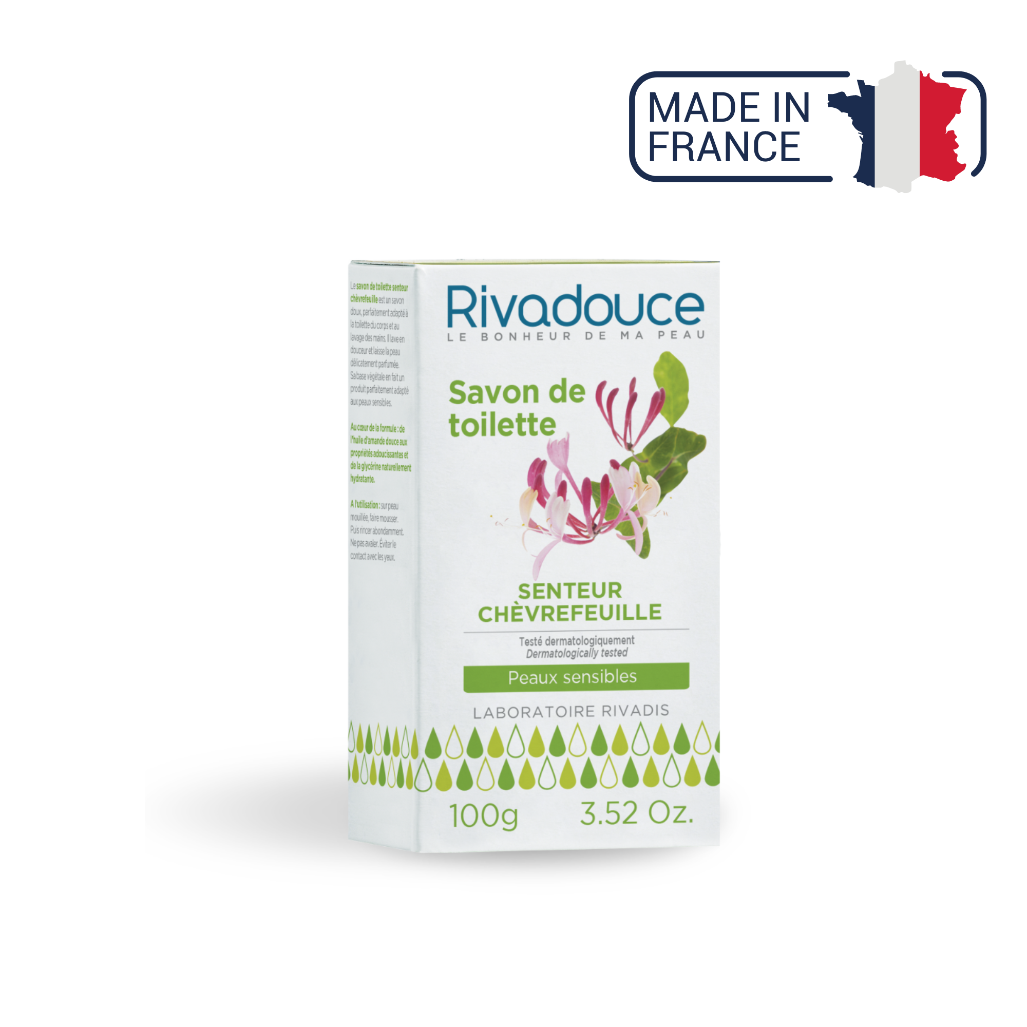 Savon corps chèvrefeuille peaux sensibles - 100g - Rivadouce Rivadouce